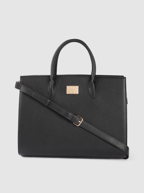 

Allen Solly Black Solid PU Oversized Structured Handheld Bag