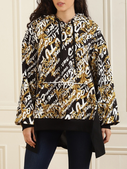 

Versace Jeans Couture Women Black Printed Hooded Sweatshirt