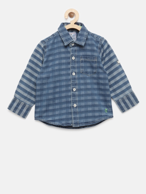 

Gini and Jony Boys Blue Regular Fit Checked Denim Casual Shirt