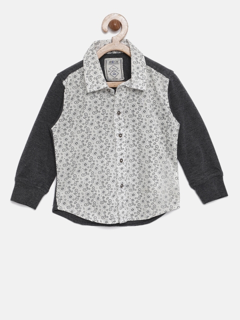 

Gini and Jony Boys White & Grey Regular Fit Printed Casual Shirt