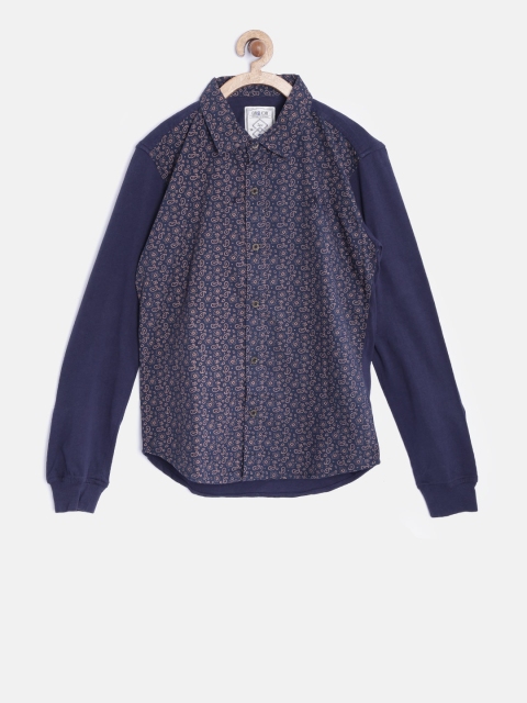 

Gini and Jony Boys Navy Ethnic Print Casual Shirt, Navy blue