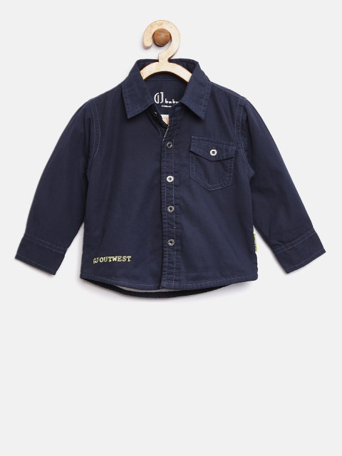 

Gini and Jony Boys Navy Blue Regular Fit Solid Casual Shirt