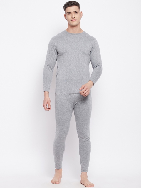 

NEVA Men Grey Solid Skin-Fit Thermal Set