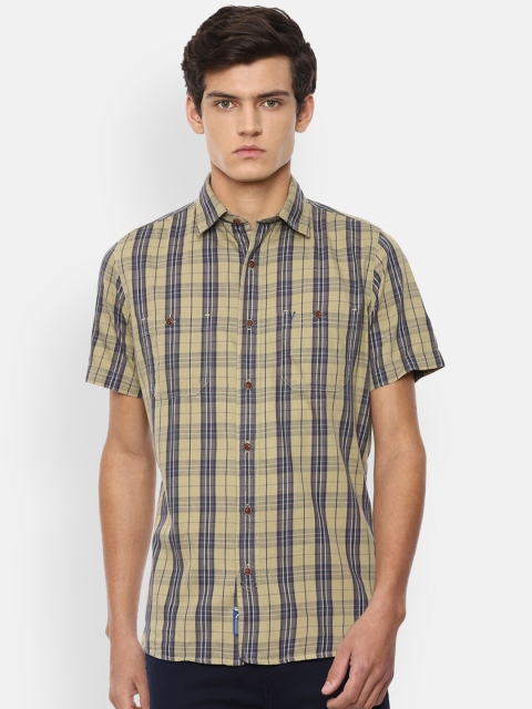 

VAN HEUSEN DENIM LABS Men Khaki Slim Fit Checked Casual Shirt