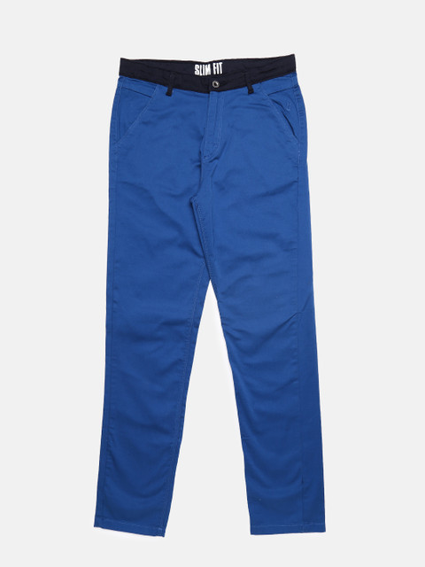 

Gini and Jony Boys Blue Slim Fit Solid Chinos