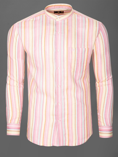

FRENCH CROWN Men Pink Standard Striped Formal Shirt