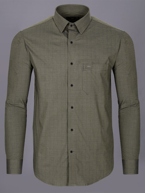 

FRENCH CROWN Men olive Standard Checked Formal Shirt