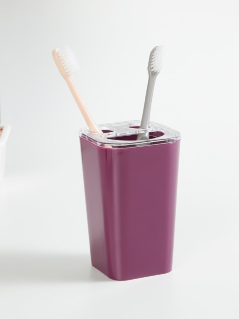 

Home Centre Purple & Silver-Toned Solid Tooth-Brush Holder