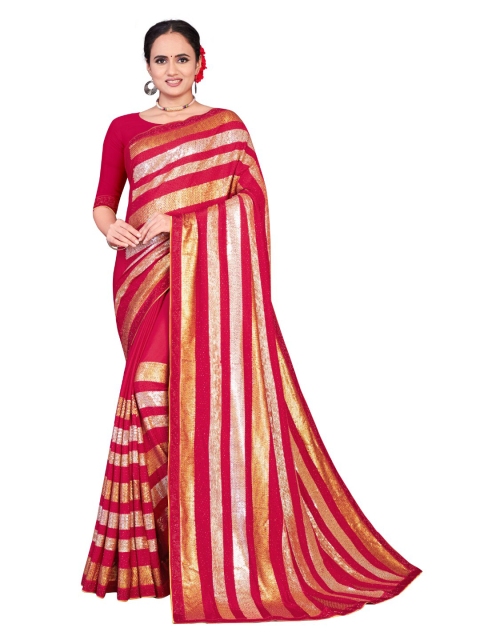

STAOVIN Red & Gold-Toned Embellished Sequinned Saree