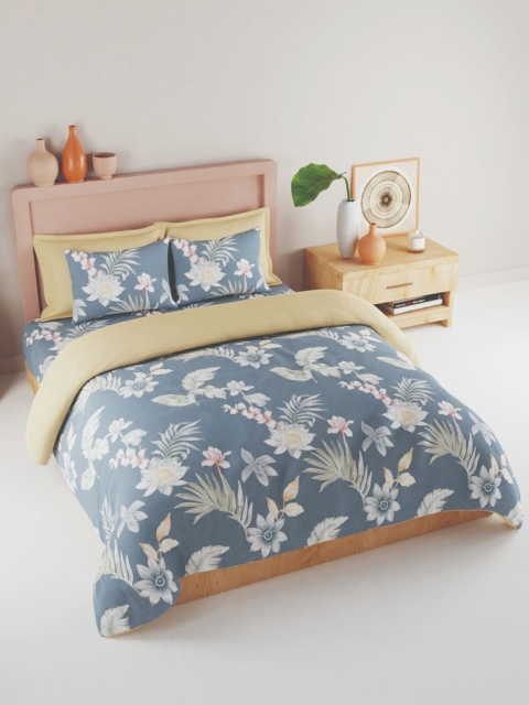 

BIANCA Grey Floral 186 TC King Bedsheet with 2 Pillow Covers