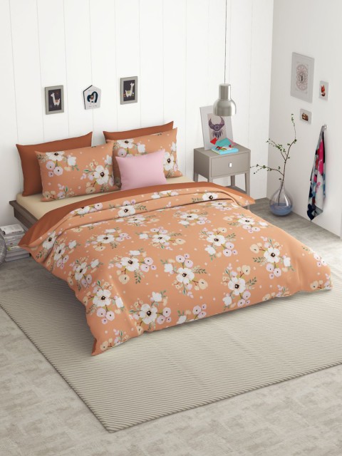 

BIANCA Brown & Pink Floral 186 TC King Bedsheet with 2 Pillow Covers