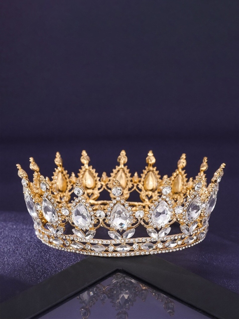 

ANNA CREATIONS Women Gold-Toned & White Tiara