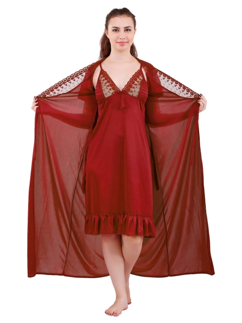 

Romaisa women Maroon Maxi Nightdress