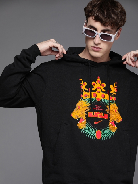 

Nike Men Black & Yellow Printed Hooded Sweatshirt