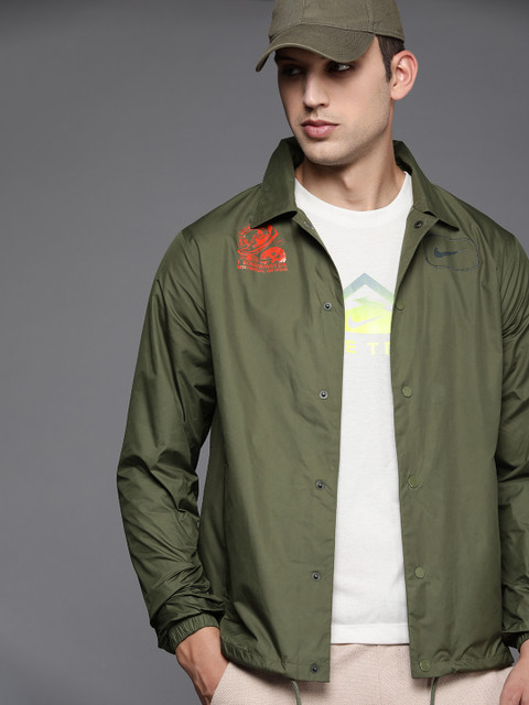 

Nike Men Olive Green Solid Tailored Jacket