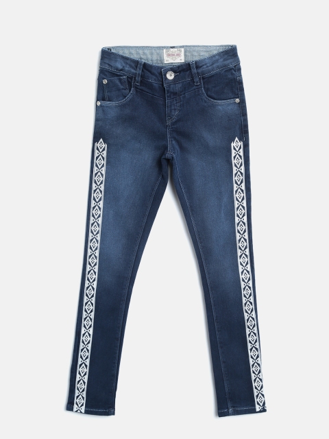 

Gini and Jony Girls Blue Printed Mid-Rise Clean Look Stretchable Jeans