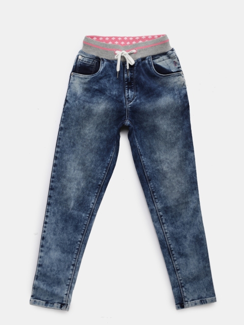 

Gini and Jony Girls Blue Mid-Rise Low Distress Stretchable Jeans