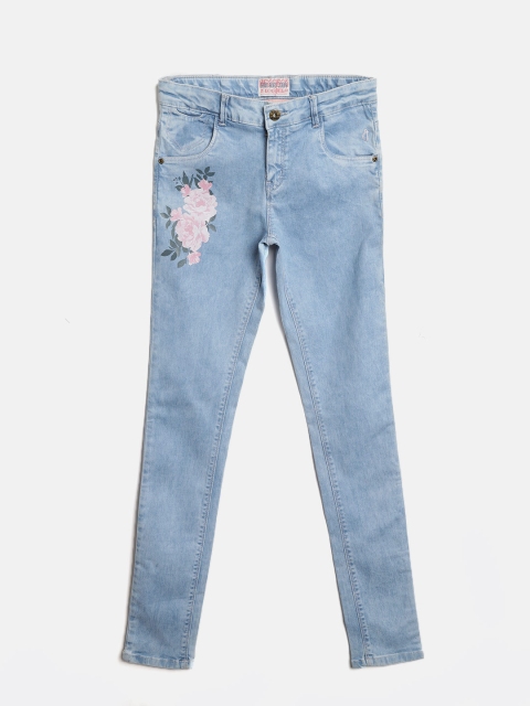 

Gini and Jony Girls Blue Regular Fit Mid-Rise Low Distress Stretchable Jeans