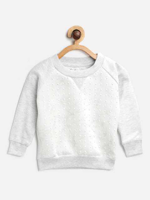 

Gini and Jony Girls White & Grey Melange Textured Sweatshirt