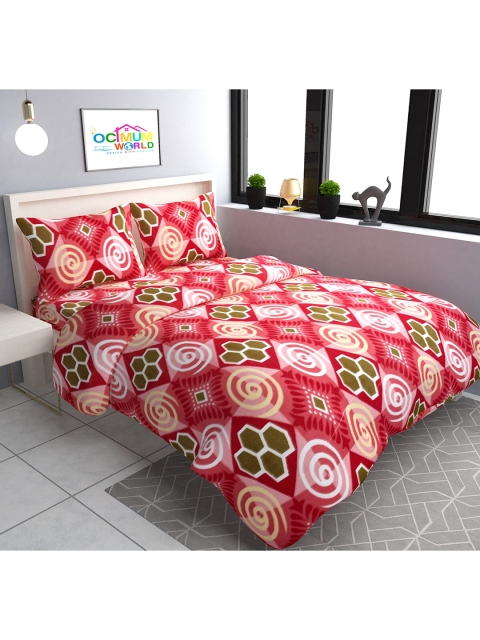 

MORADO Orange & Brown Geometric 180 TC Queen Bedsheet with 2 Pillow Covers