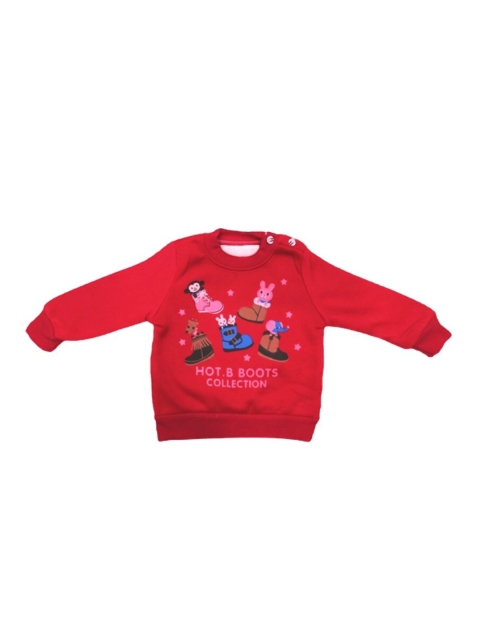 

Camey Unisex Kids Red Printed Sweatshirt