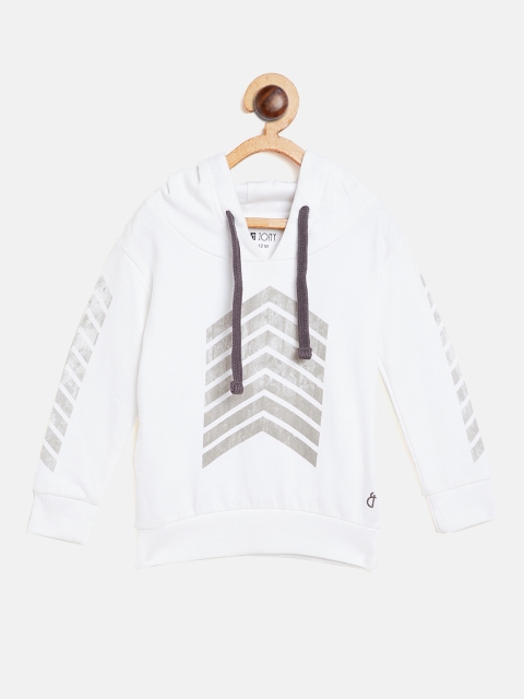 

Gini and Jony Boys White & Grey Printed Hooded Sweatshirt