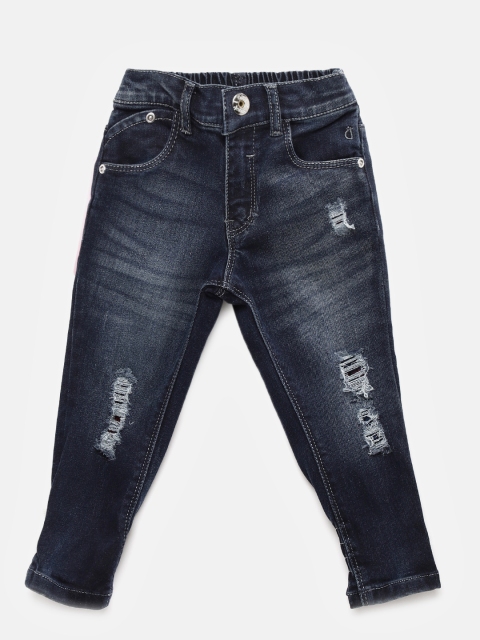 

Gini and Jony Girls Blue Mildly Distressed Stretchable Jeans