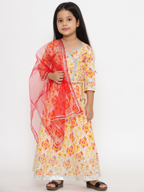 

Readiprint Fashions Girls Red & Cream-Coloured Printed Ready to Wear Lehenga & Blouse With Dupatta