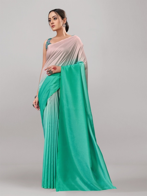 

LABEL AARNA Turquoise Blue & Grey Saree