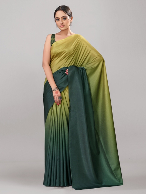 

LABEL AARNA Poly Silk Green Saree