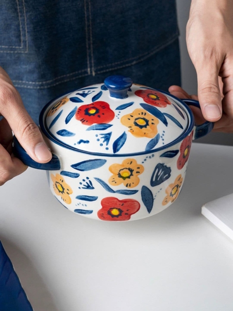 

Nestasia White & Blue Ceramic Cooking Pot