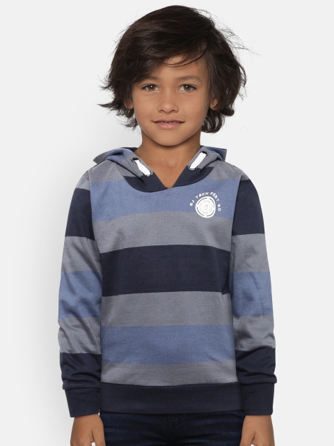 

Gini and Jony Palm Tree Boys Blue Striped Hooded Sweatshirt