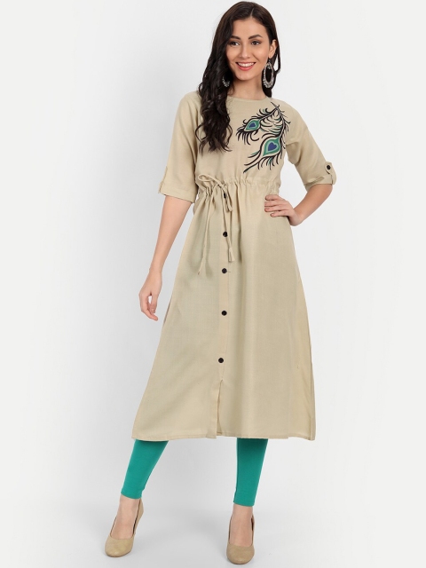 

RUHI FASHION Women Beige Thread Work Kurta