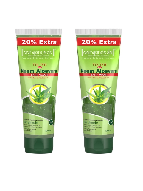 

Aryanveda Set Of 2 Tea Tree Face Wash With Neem, Tulsi With Anti-bacterial Properties-120Ml, Green