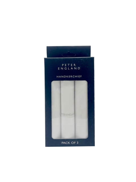 

Peter England Men Pack Of 3 White Solid Cotton Handkerchief