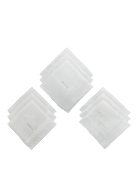 

Peter England Men Pack Of 9 White Striped Handkerchief