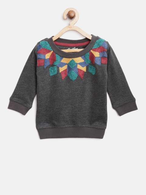 

Gini and Jony Girls Charcoal Grey Embroidered Sweatshirt