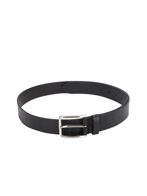 

Peter England Men Black Textured Leather Belt
