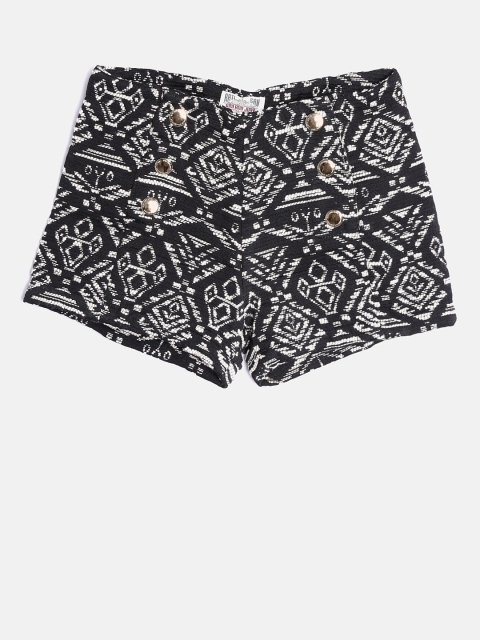 

Gini and Jony Girls Black & Off-White Self-Design Shorts