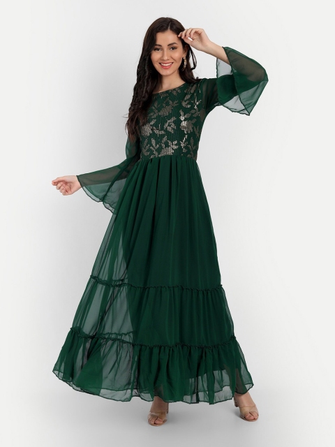

RUHI FASHION Green Georgette Maxi Dress