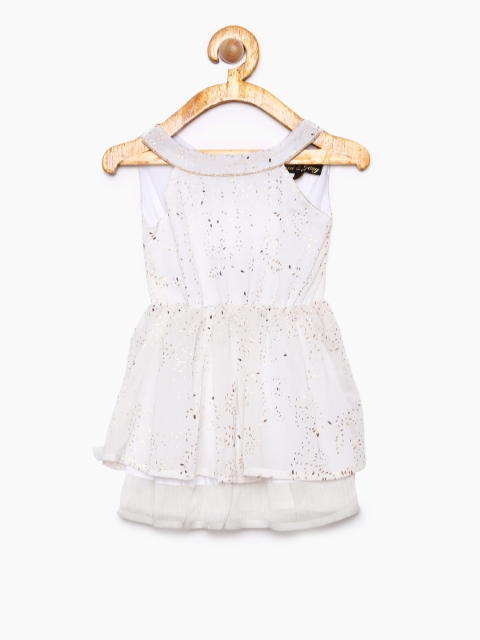 

Gini and Jony Girls White Self-Design A-Line Dress