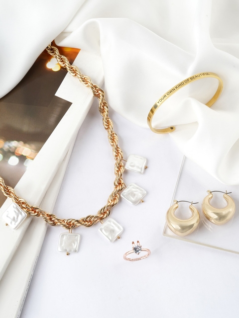 

JOKER & WITCH Gold-Toned White Stone Studded Jewellery Set