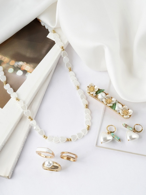 

JOKER & WITCH Women Gold-Toned White Pearl Beaded Jewellery Set