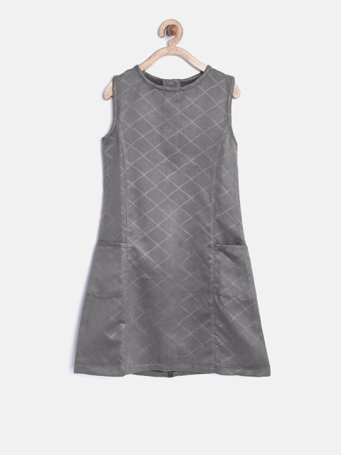 

Gini and Jony Girls Grey Self-Design A-Line Dress