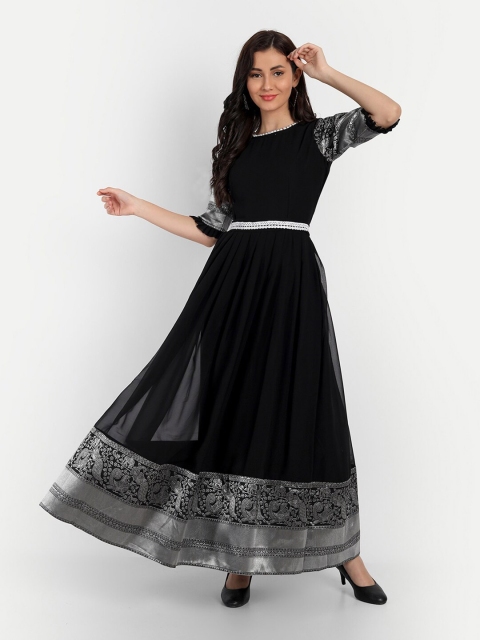 

RUHI FASHION Black Georgette Maxi Dress