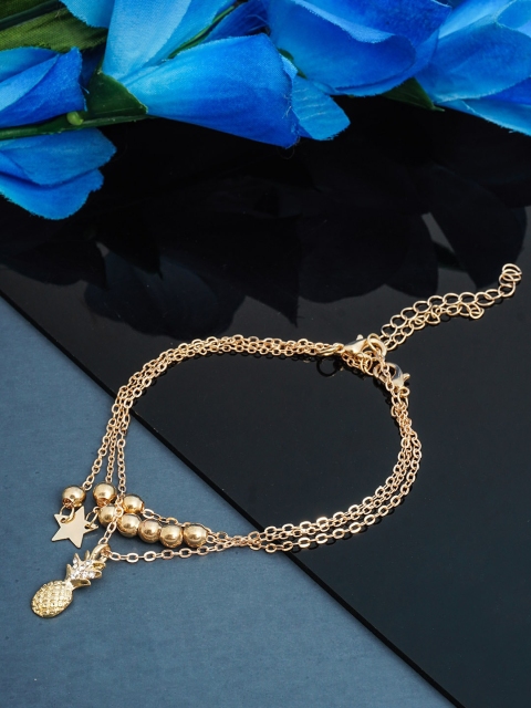

Emmie Gold-Coloured Charm Layered Anklet