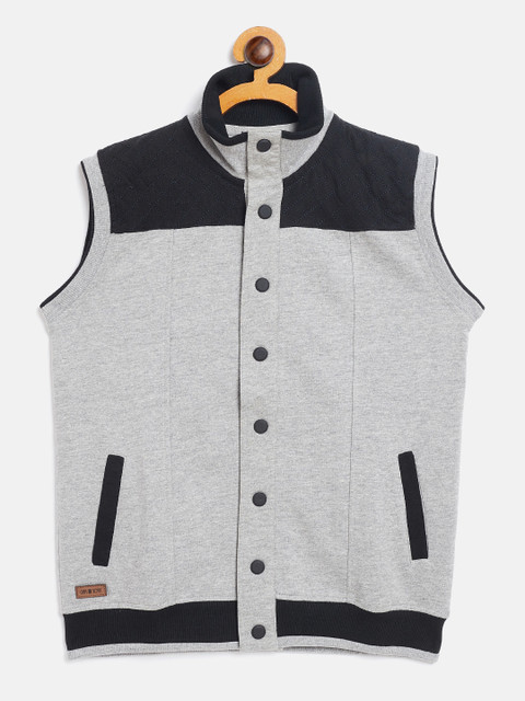 

Gini and Jony Boys Grey Melange & Black Colourblocked Sweatshirt