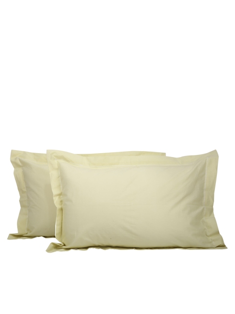 

Clasiko Set Of 2 Yellow Solid 250 TC Cotton Pillow Covers