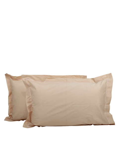

Clasiko Set Of 2 Unisex Beige Solid 250 TC Cotton Pillow Covers