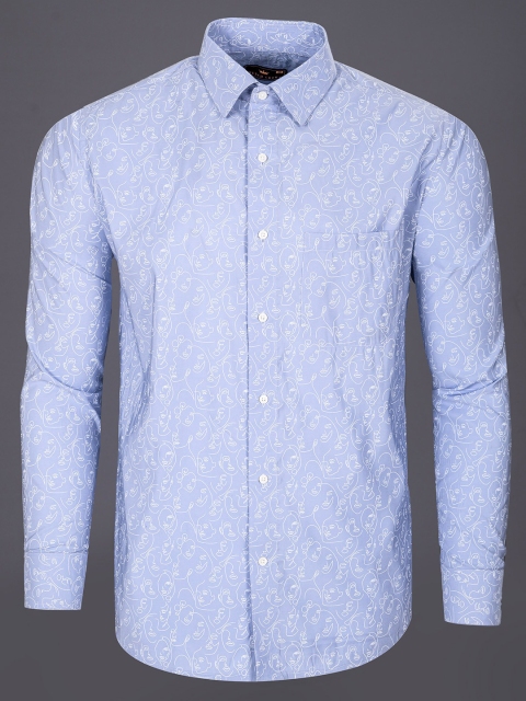 

FRENCH CROWN Men Blue Standard Printed Formal Shirt